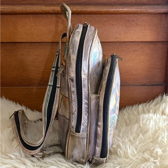 Anuschka Handpainted Leather Multicolor Artistic Mini Backpack - Picture 3 of 11